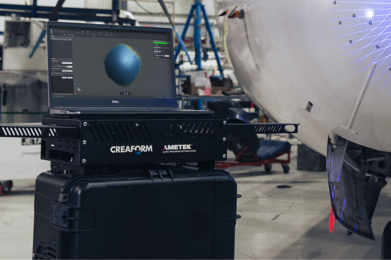 Creaform Portable Workstation kohver kasutuses mobiilse mõõtetöökohana